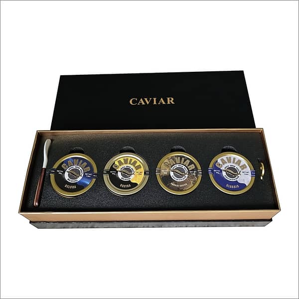 Assorted Caviar Set Featuring Four 50g Tins of Distinct Caviar Types, Available in Singapore