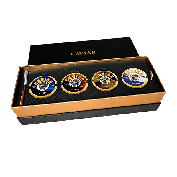 Luxury Caviar Sampler Set - Beluga, Premium, Smoked, Imperial, 50g Each - Delivered Free in Singapore
