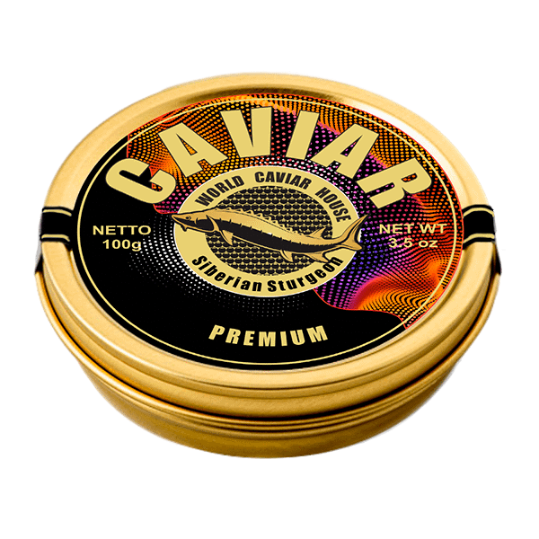Elegant 100g tin of Premium Caviar, black and glossy, luxury delicacy in Singapore